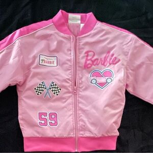 New-Girl Barbie Pink Racing Puffer Jacket Size 7/8